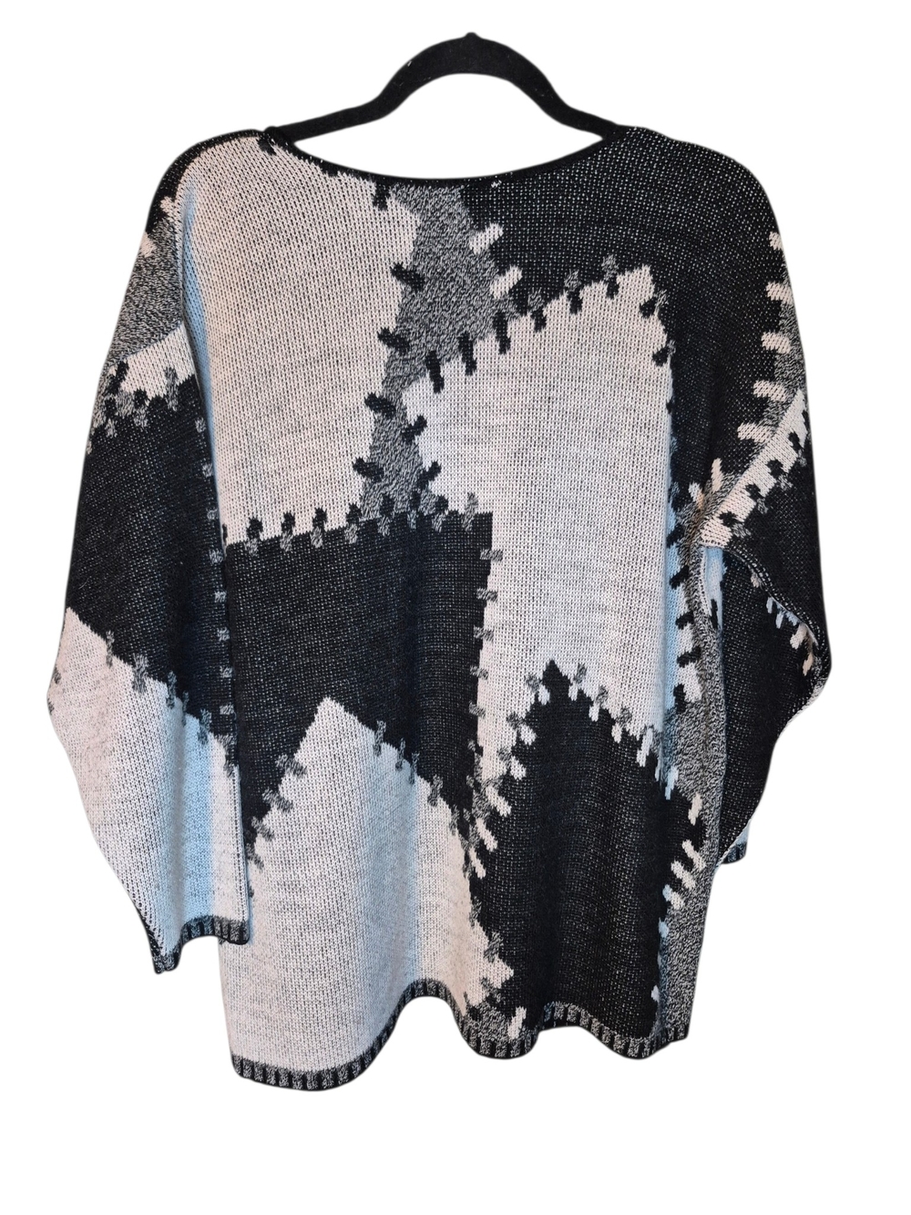 Willow Ridge Black & Gray Vintage Abstract Patchwork Crewneck Sweater - Picture 3 of 7